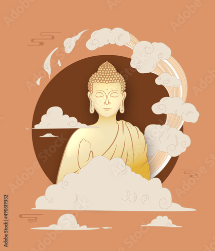 Happy Vesak Day Creative Concept for Card or Banner