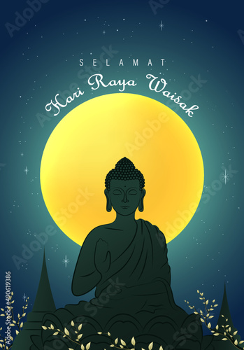 Happy Vesak Day Creative Concept for Card or Banner