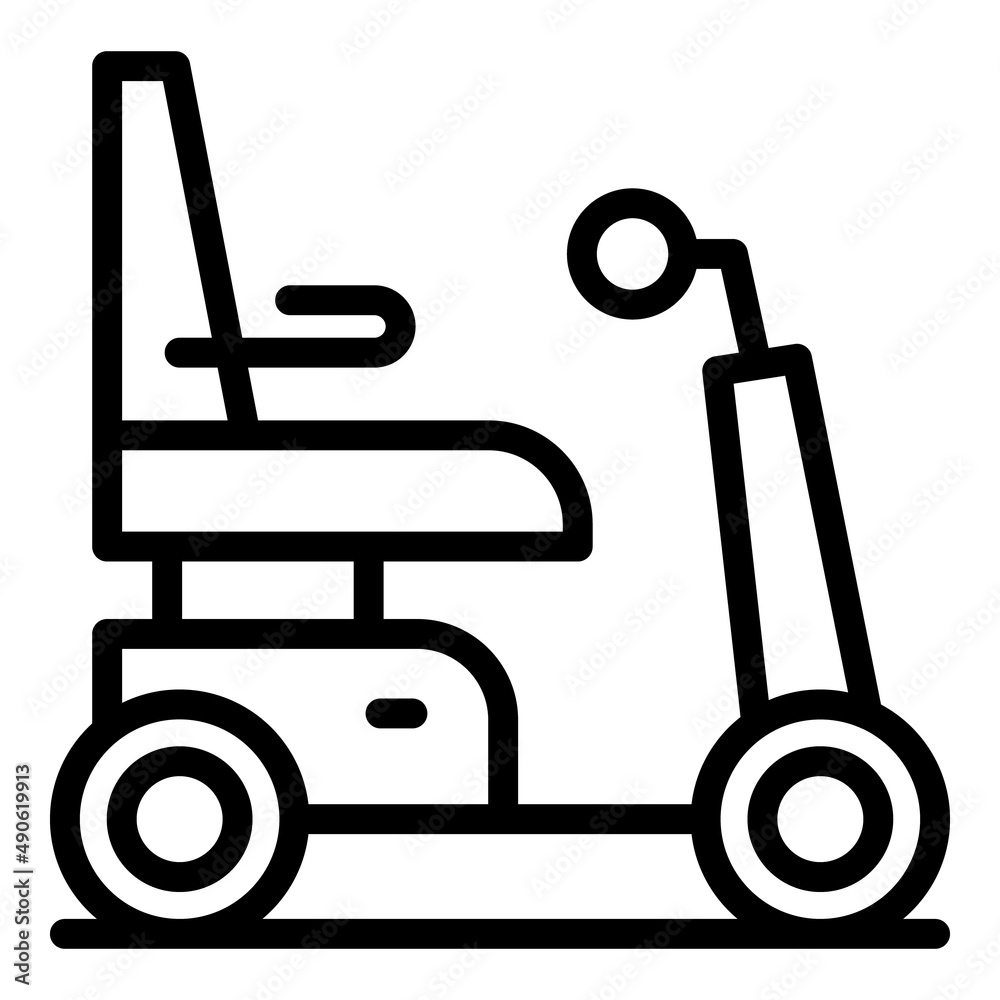 Electric wheelchair sitting icon outline vector. Scooter chair. Power drive Electric wheelchair sitting icon outline vector. Scooter chair. Power drive