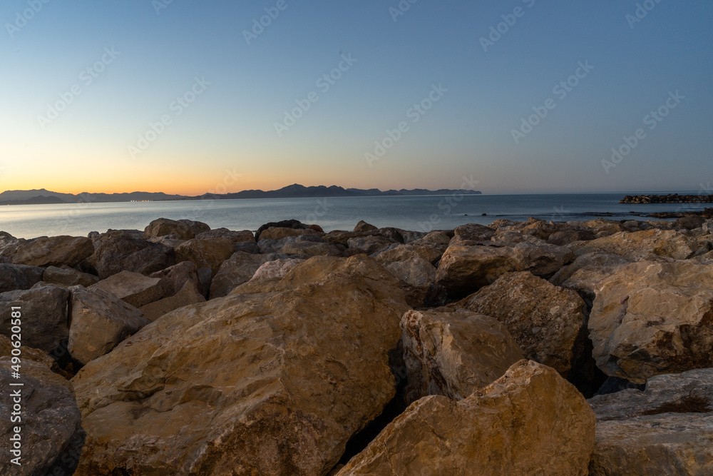 Strand bei Son Serra de Marina, Bucht von Alcudia, Mallorca Spanien