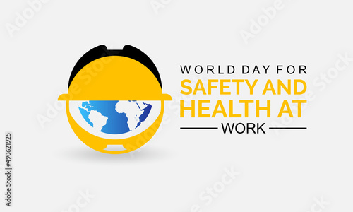 World Day for Safety and Health at Work. Work safety awareness template for banner, card, background