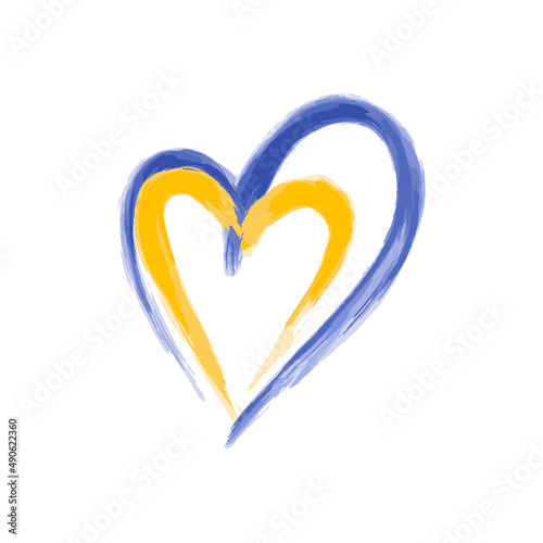 Ukraine Heart, Concept art of Ukrainian flag. Support Ukraine Illustration. Save from Russia, stickers for media