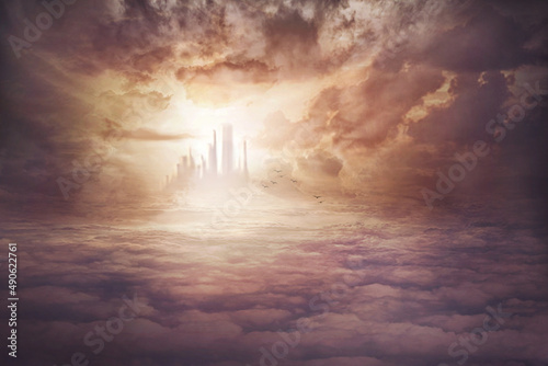 The view when you get to Heaven. Concept shot of what Heaven would look like.
