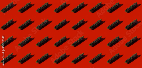 Topol - Soviet Russian ground-based complex missile atomic bomb system. Seamless 3D Pattern Background Texture Geometric Pattern photo