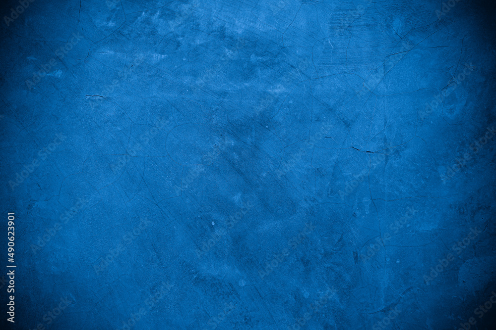 Fototapeta premium Old wall pattern texture cement blue dark abstract blue color design are light with black gradient background.