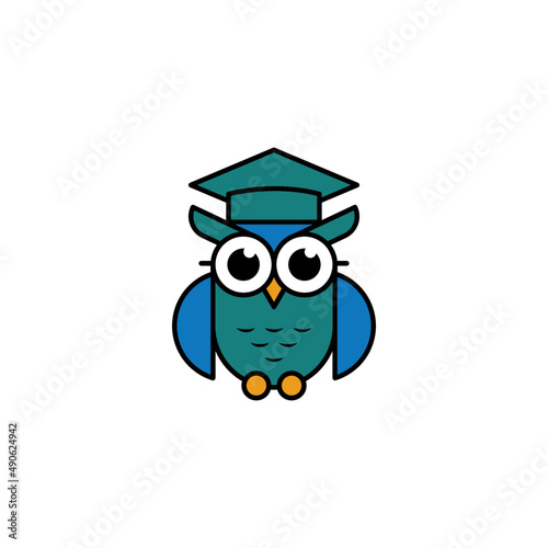 Modern Owl Logo Design. owl with cap and diploma good for companies, schools and colleges. Vector art illustration.