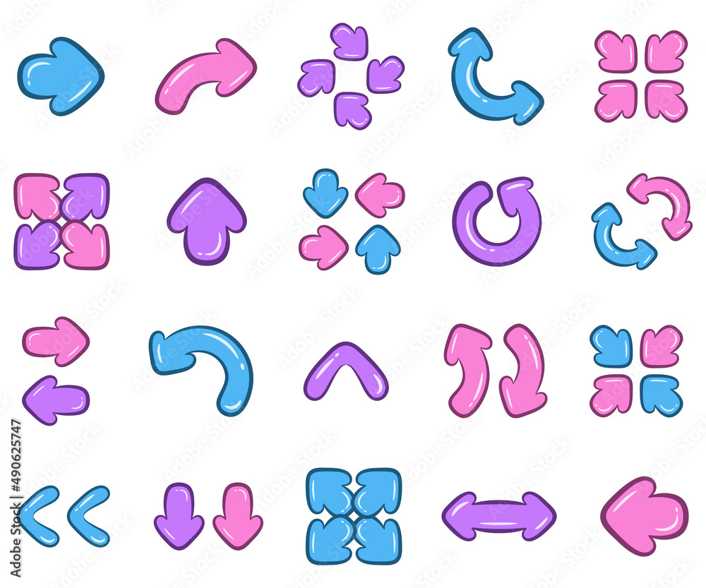 Arrows cute color fill icons pack Arrows cute color fill icons pack