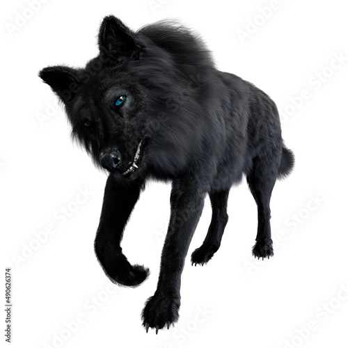 Dire wolf on isolated background, 3D illustration, 3D rendering © Seeker Stock Art