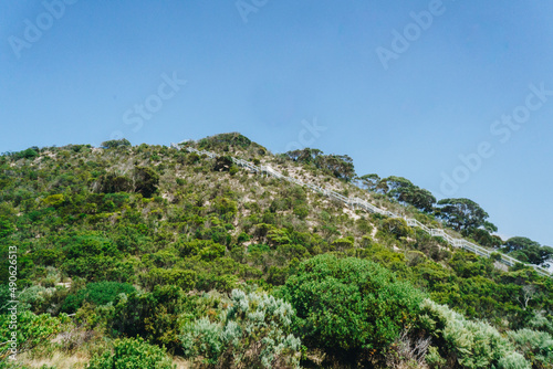 Wide shot of Mt Thisby stair case to the top on Kangaroo Island, South Australia
