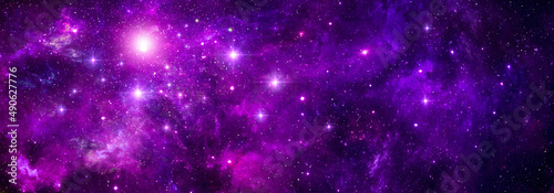 Deep Space Purple Nebula with Bright stars