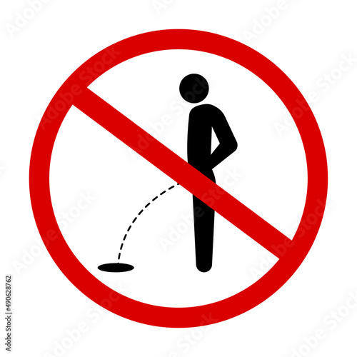Forbidden to urinate. Sign prohibiting going to the toilet. The purity of nature. cultural sign. Vector illustration. stock image. 