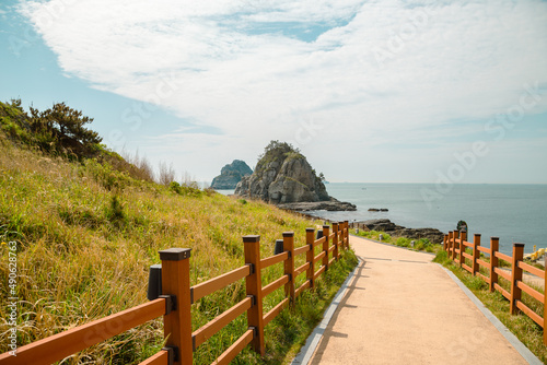 View of Oryukdo islands and sea in Busan, Korea