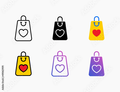 wishlist favourite product icon set. Style line, outline, flat, glyph, color, gradient. Editable stroke and pixel perfect. Can be used for digital product, presentation, print design and more.