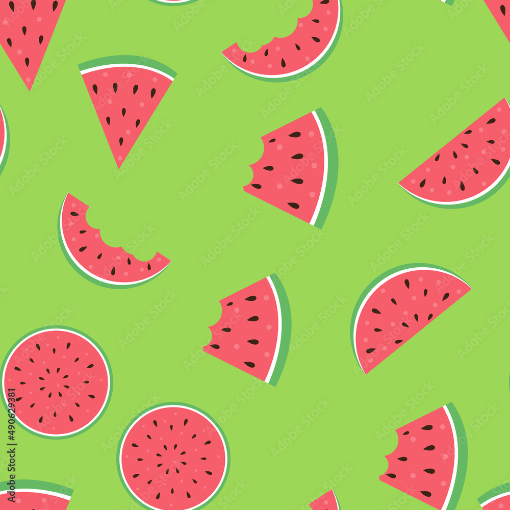 Watermelon Seamless Pattern Background. Illustration. Watermelon Seamless Pattern Background. Illustration.
