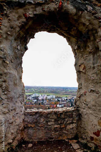 Fototapeta Naklejka Na Ścianę i Meble -  View from the height of the city of Staufen from the ancient ruins in Germany