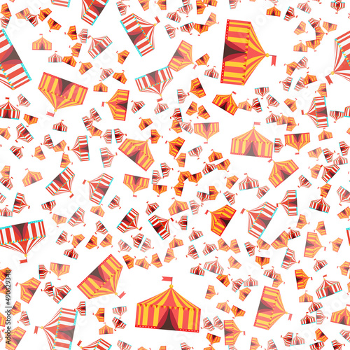 Tent circus icon on white background. Seamless pattern. Illustration