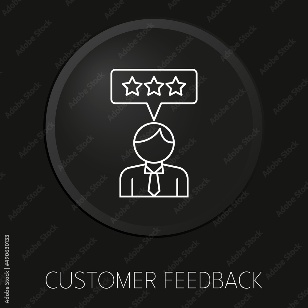 Customer feedback minimal vector line icon on 3D button isolated on black background. Premium Vector. Customer feedback minimal vector line icon on 3D button isolated on black background. Premium Vector.