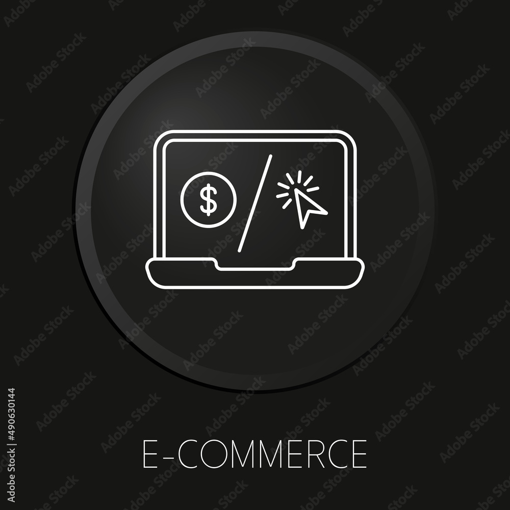 Fototapeta premium E-commerce minimal vector line icon on 3D button isolated on black background. Premium Vector.