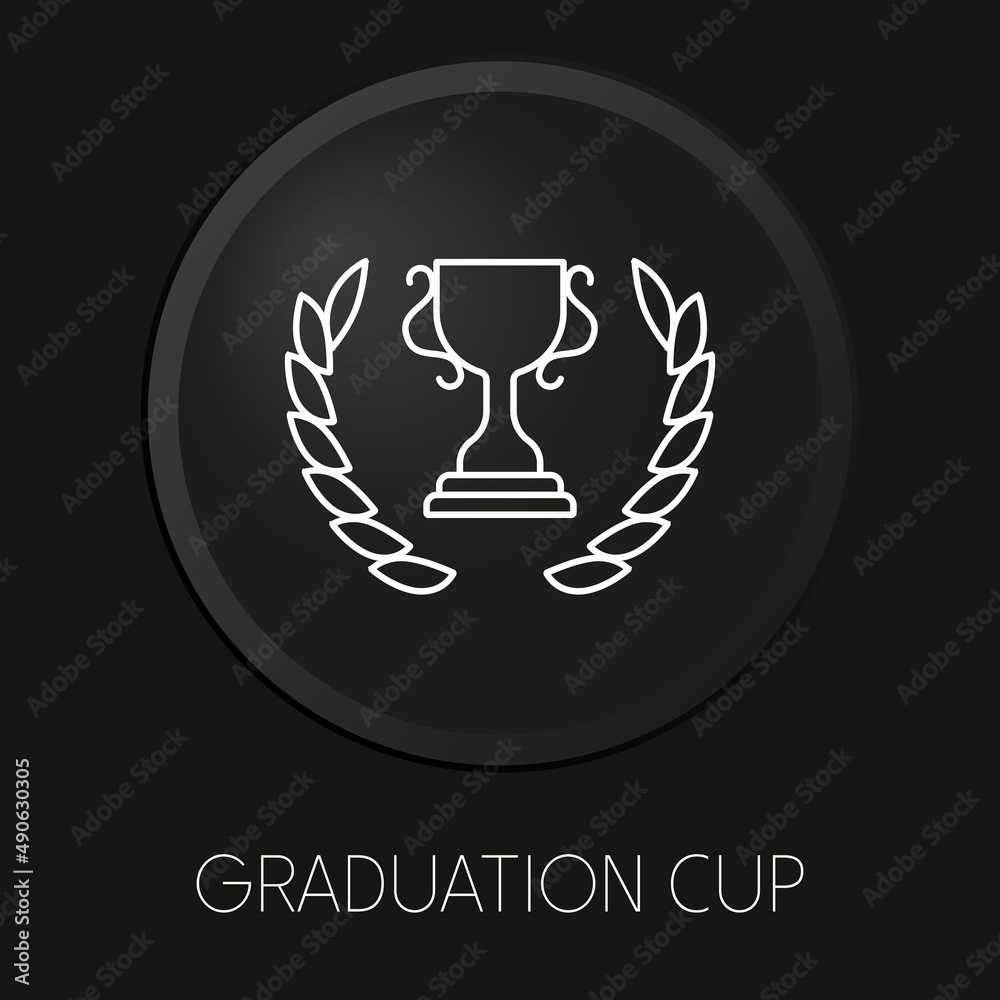 Graduation cup minimal vector line icon on 3D button isolated on black background. Premium Vector. Graduation cup minimal vector line icon on 3D button isolated on black background. Premium Vector.