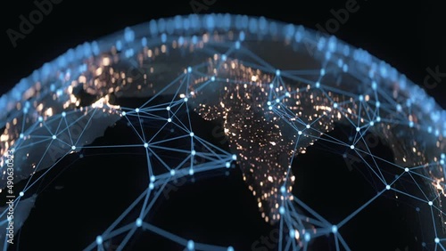 4K connected global network. Internet of things. Telecommunication concept. CGI animation.