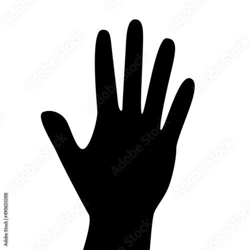 Black hand silhouette isolated on white background. Illustration