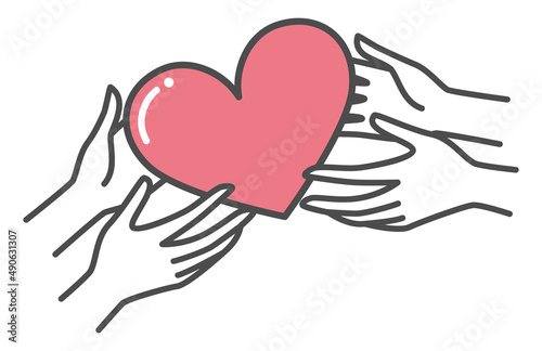 illustration of giving heart to other