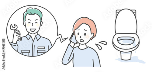 illustration of leaking water and repairing