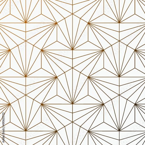 Geometric vector pattern, repeating linear hexagon shape with four line in center, Pattern is clean for fabric, wallpaper, printing. Pattern is on swatches panel