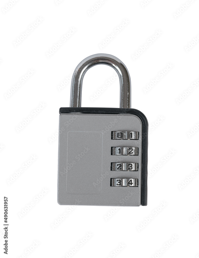 Classic combination grey lock isolated on a white background. Classic combination grey lock isolated on a white background.