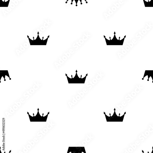 Abstract Seamless pattern with king, princess crowns. Illustration