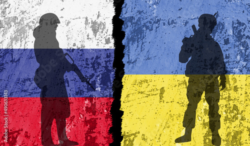  Russia's war against Ukraine. Two soldiers confront each other