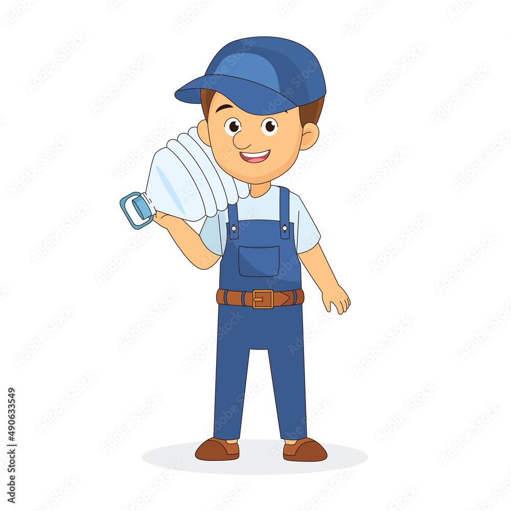 Water Delivery Service Man Vector. Company. Plastic Bottle.