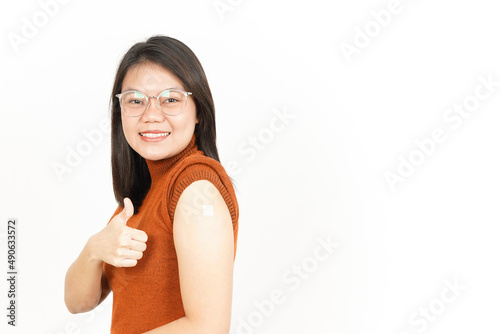 Get A Corona Virus Vaccine Of Beautiful Asian Woman Isolated On White Background © Sino Images Studio