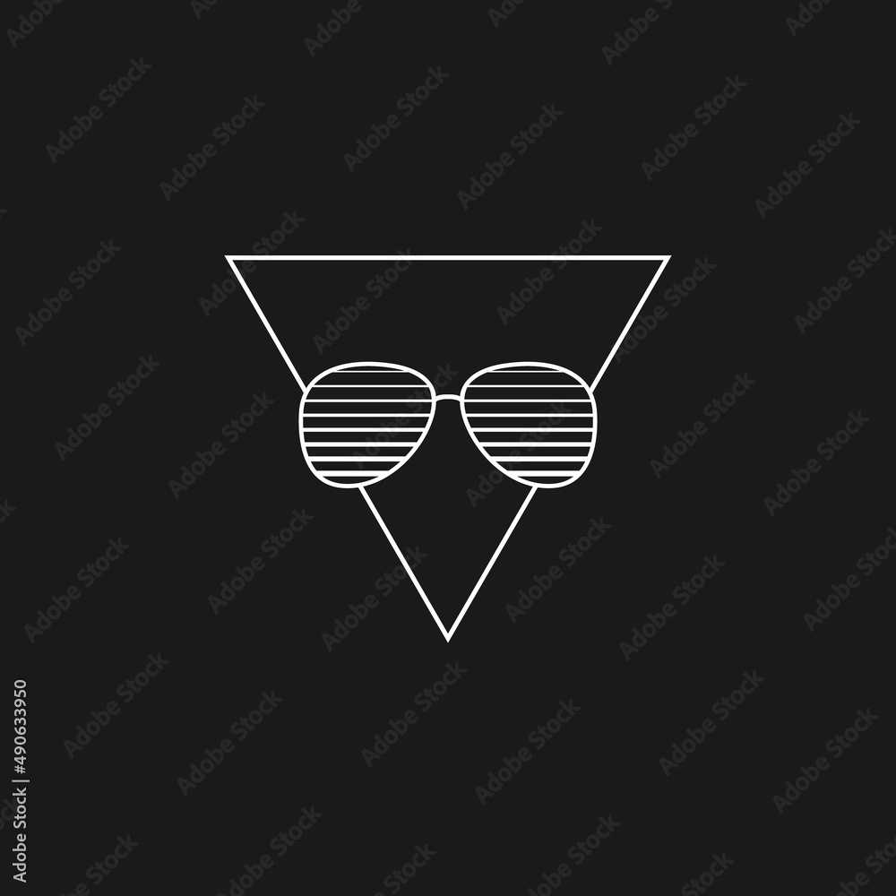 Retrowave aesthetics, the composition of triangle and sunglasses ...