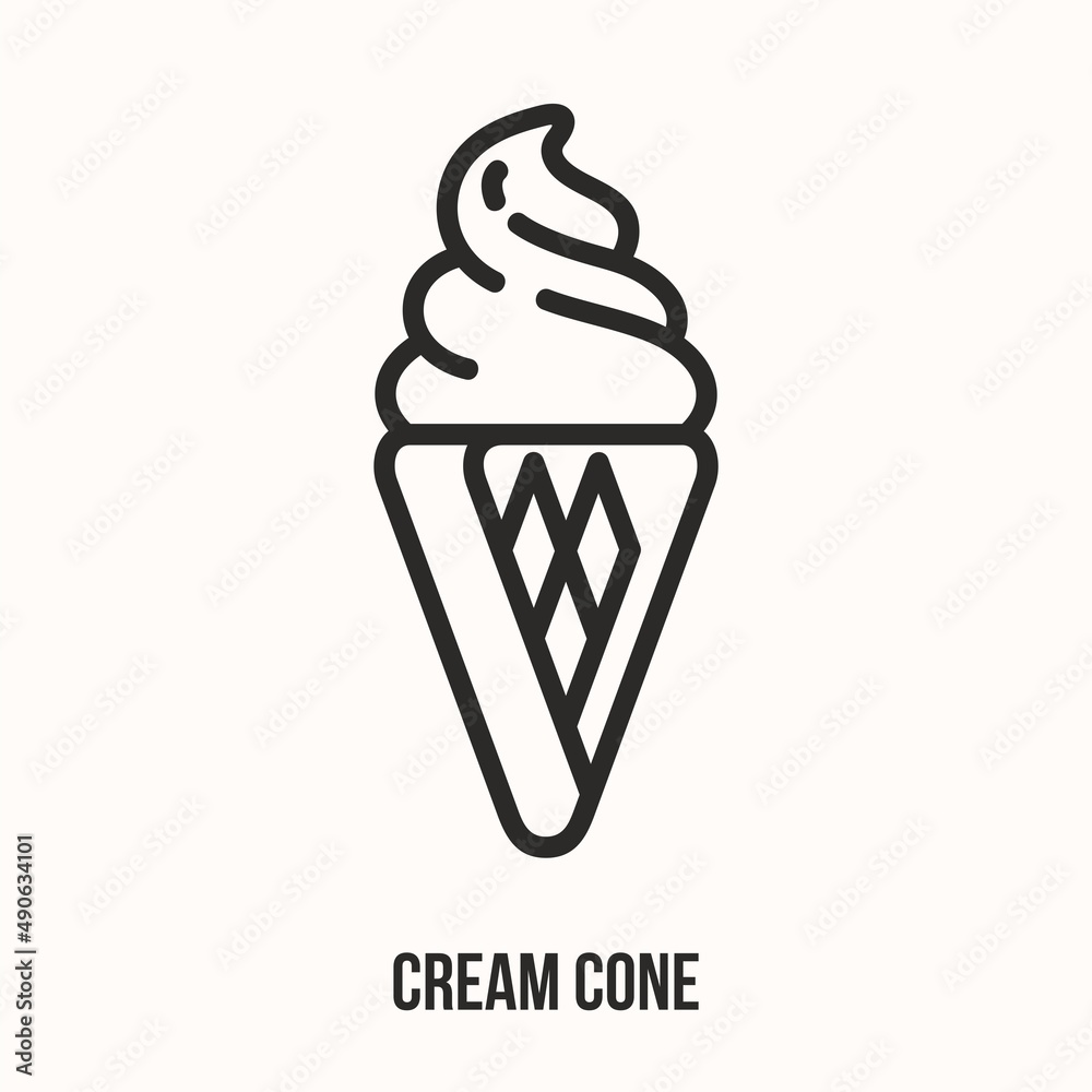 Ice cream cone vector icon. Symbol of refreshing Ice Cream. Minimal Ice Cream in Cone Icon. Ice cream cone vector icon. Symbol of refreshing Ice Cream. Minimal Ice Cream in Cone Icon.