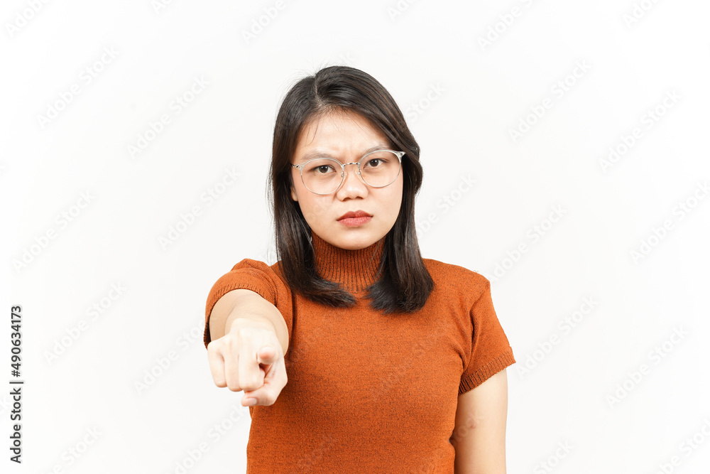 Angry and Pointing to Camera Of Beautiful Asian Woman Isolated On White Background Angry and Pointing to Camera Of Beautiful Asian Woman Isolated On White Background