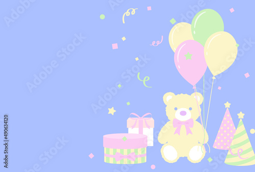 vector background with teddy bear and festive icons for banners, cards, flyers, social media wallpapers, etc. © mar_mite_