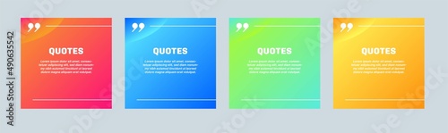 Set of social media post design template for quotes. Quote box frame set.