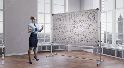 Foto Strict female teacher . Mixed media