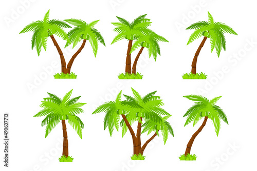 cute coconut tree shape illustration set