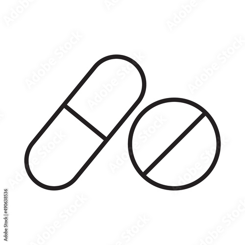 Pills simple medical icon in trendy line style isolated on white background for web apps and mobile concept. Illustration