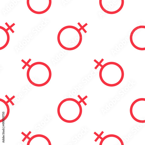 female gender symbol seamless pattern on pink theme on white background