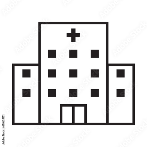 Hospital simple medical icon in trendy line style isolated on white backgroun...