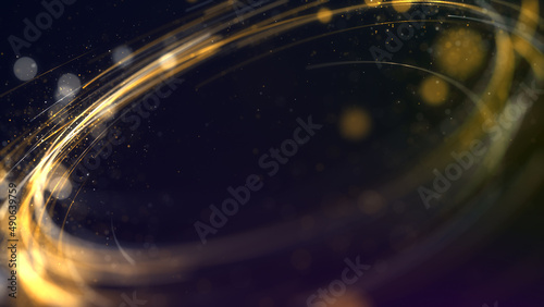 Gold lights awards with particles elegance abstract background.