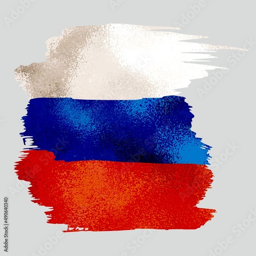 Flag of Russia. Vector illustration. Metal texture.