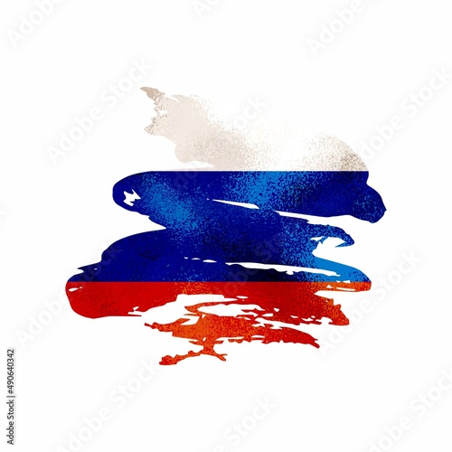 Flag of Russia. Vector illustration. Brush stroke. metal texture.