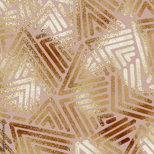 Rose gold. Geometric background with rose gold imitation.