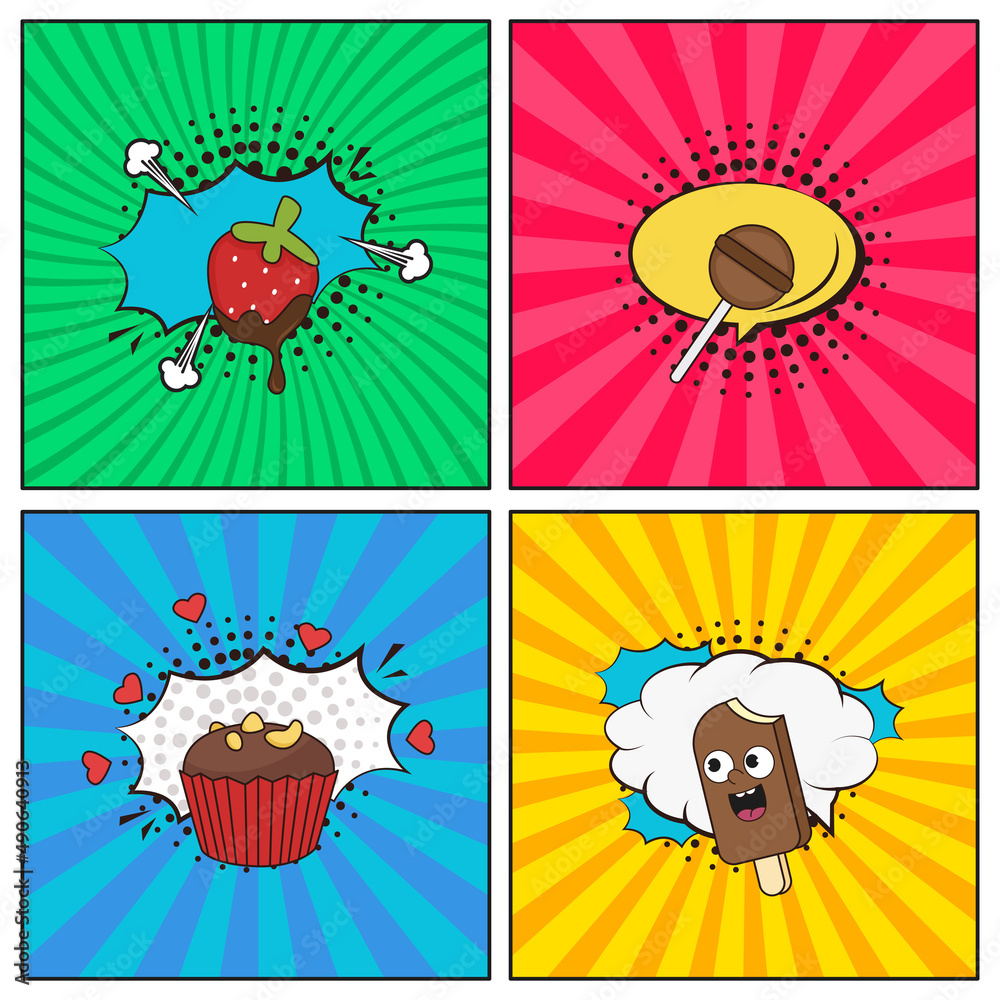 Hand drawn flat trendy cartoon elements collection Chocolate Hand drawn flat trendy cartoon elements collection Chocolate