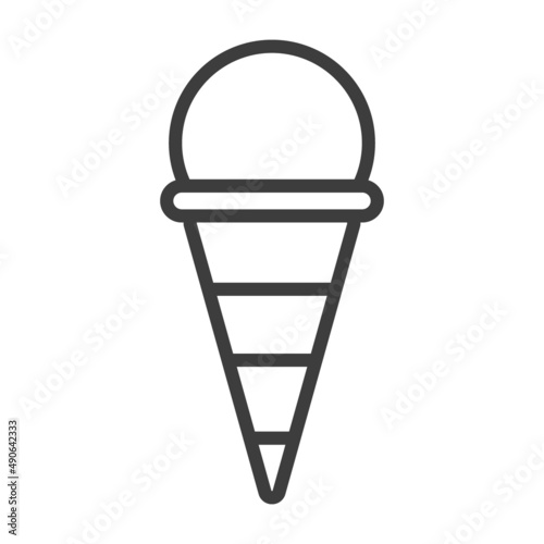 Delicious cold ice cream in an edible waffle glass. Simple food icon in trend...