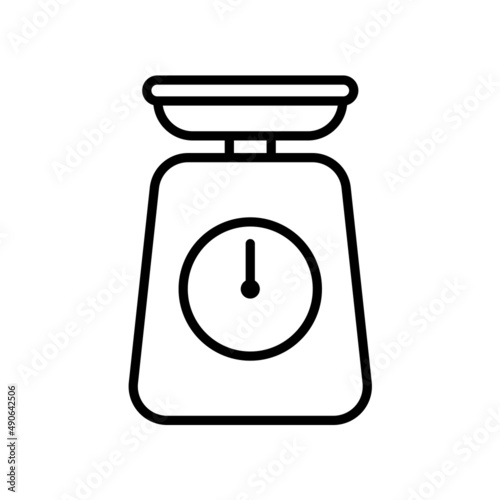 Kitchen scale. Simple food icon in trendy line style isolated on white backgr...